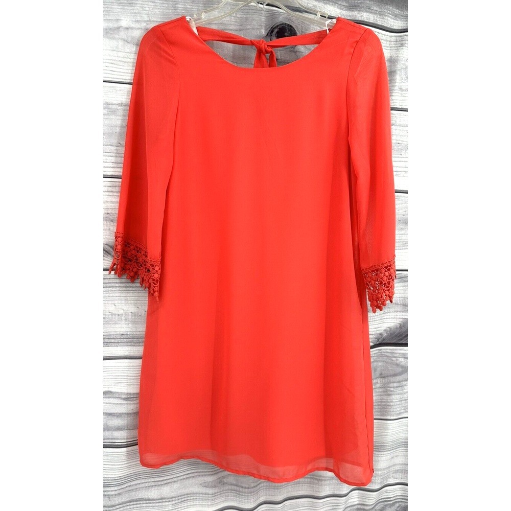 MY MICHELLE TIE BACK 3/4 SLEEVE SPRING DRESS Girl's Size 16 CORAL